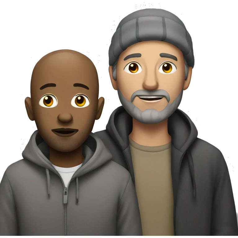 homeless man with white man emoji