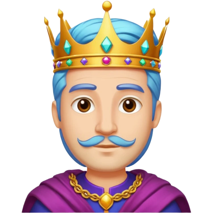 king with no bear and colorful hair emoji