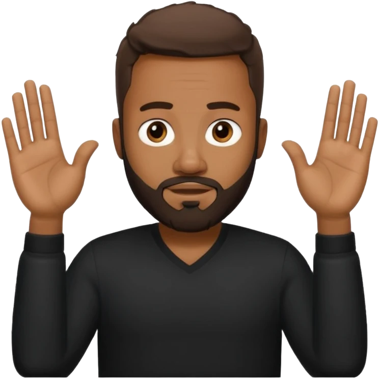 BLACK MAN WITH LOW CUT BEARD SAYING WHO CARES?! MOTIONING HANDS  emoji