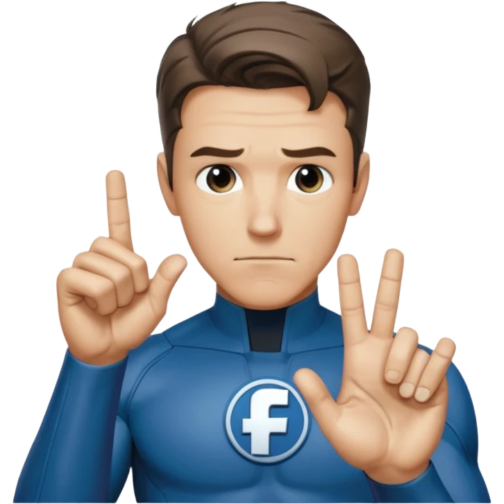 Reed Richard’s from the Fantastic 4 holding up 4 fingers thumb down out in front of himself  emoji