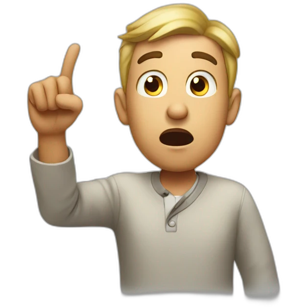 shocked man pointing upwards emoji