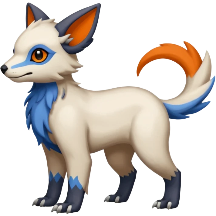Dark deep-Brown with Beige, Orange, And Blue Linoone-Absol-Trico-Hybrid (Full body) emoji