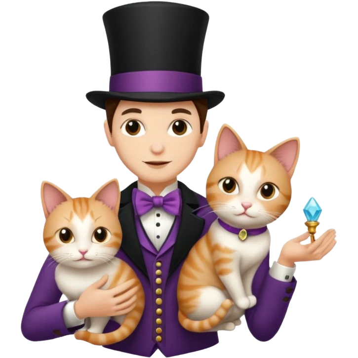 magician couple and their pet cat emoji