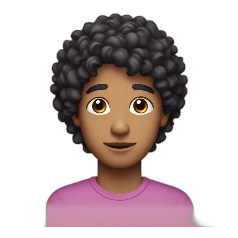 Guy with curly black hair and pink eyes  emoji