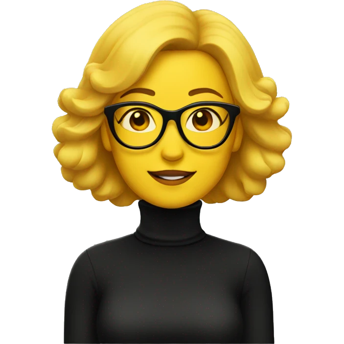 yellow woman in glasses and black turtleneck emoji
