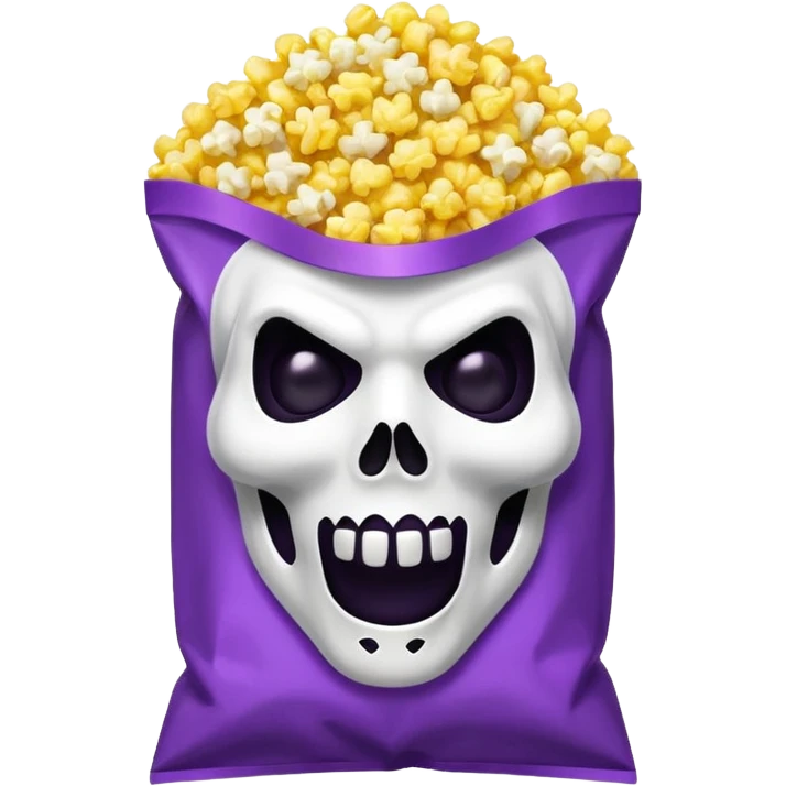 Glitter purple and yellow popcorn with ghostface mask in packaging emoji