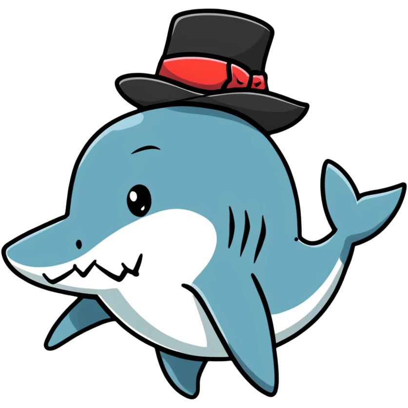 Shark with a top hat emoji