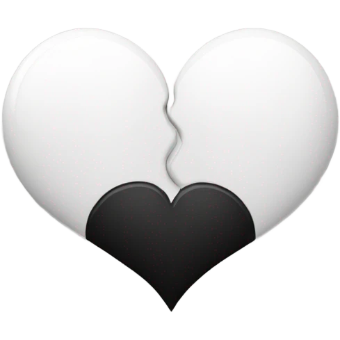 Half white half black heart emoji