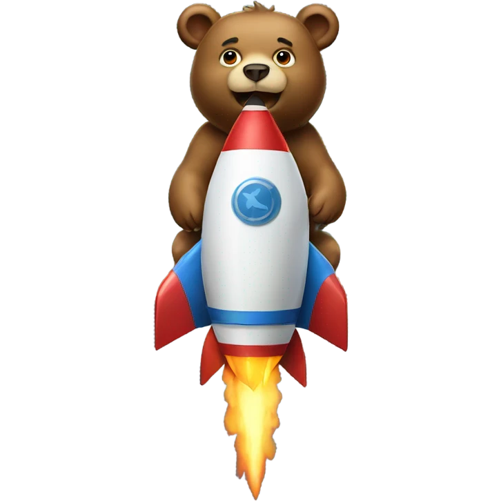 Bear riding a rocket emoji