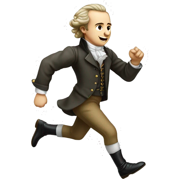 Young Goethe running, with a large stride and arms outstretched emoji