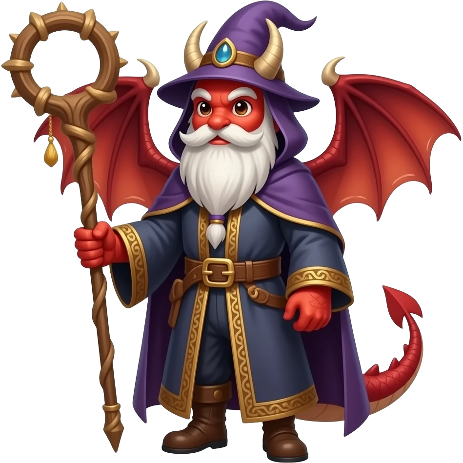 Red dragon sorcerer with quarterstaff emoji