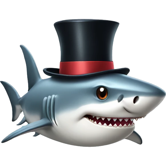 Shark with a top hat emoji