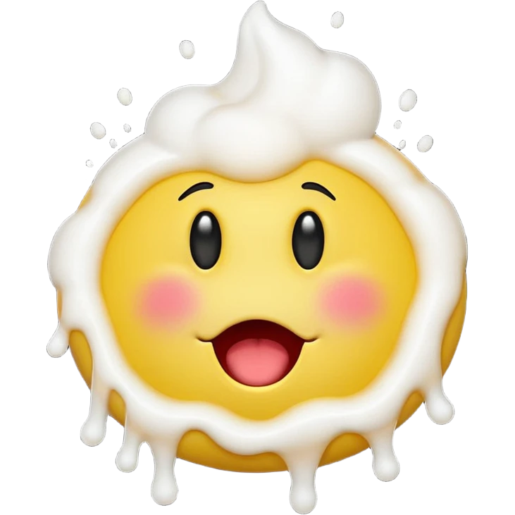 yellow smiley face with eyes up and mouth open, Vomiting white foam emoji
