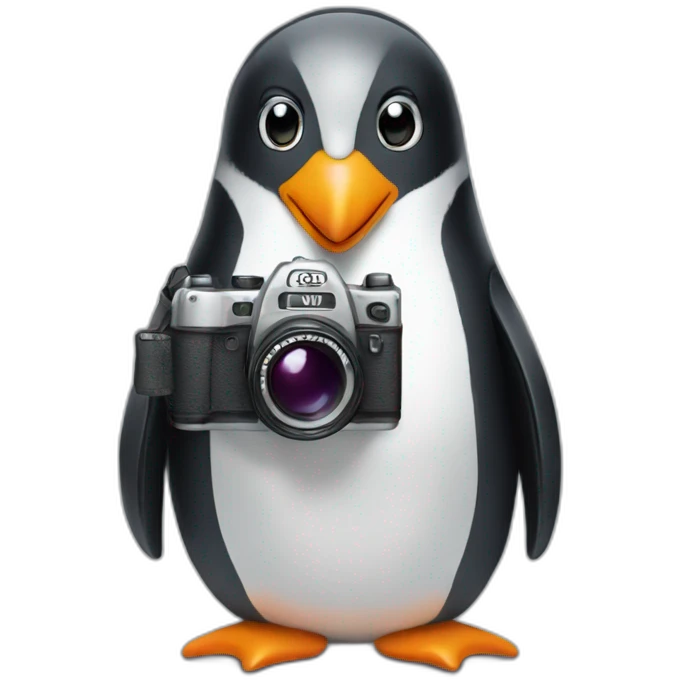 Penguin holding camera emoji
