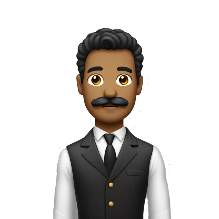 Un hombre con bigote cuadrado, ropa millitar y un peinado elegante emoji