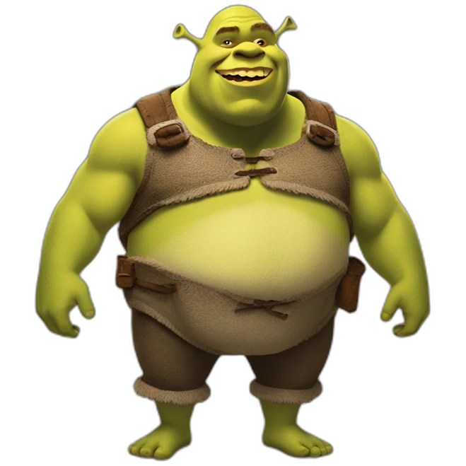 Shrek with big belly with kid inside of it emoji