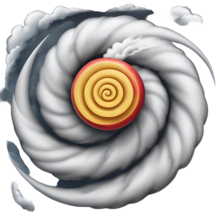 tornado, top down side view, apple style emoji, swirling clouds, dramatic spiral emoji