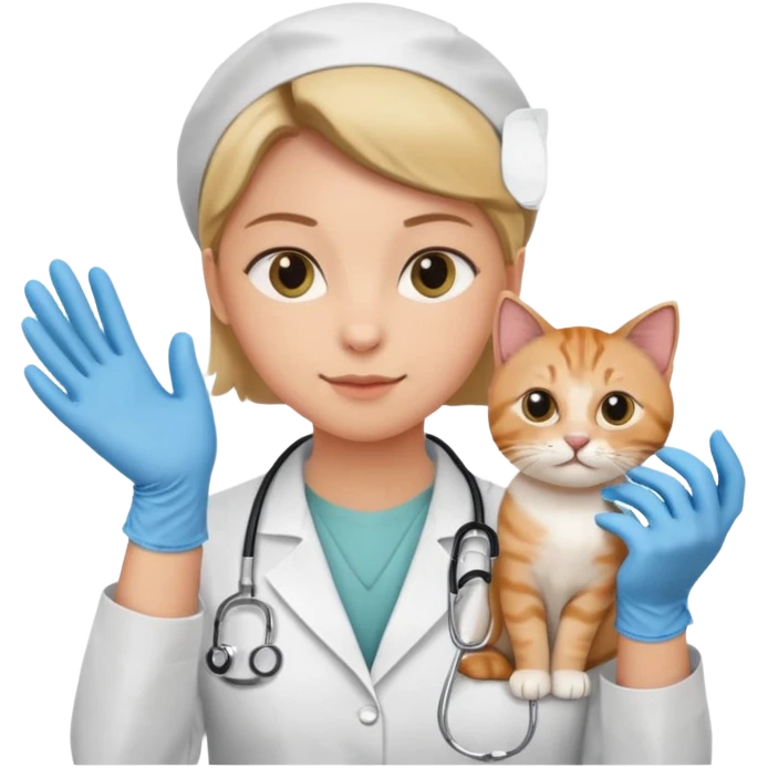 veterinarian examining a cat emoji