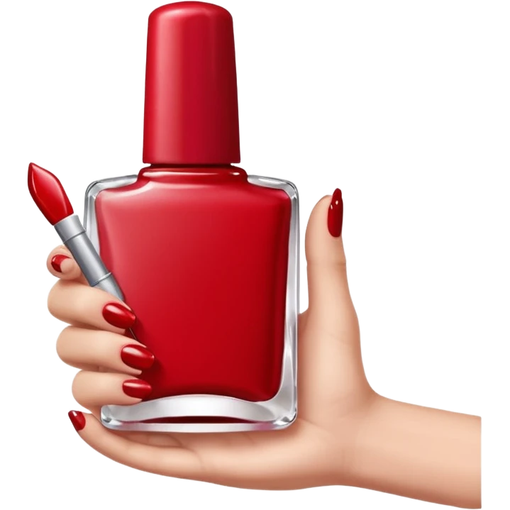 hand with painted nails and nail polish bottle emoji