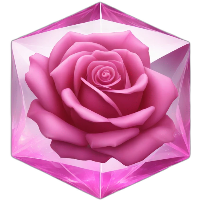 Pink Rose in shiny glass octahedron emoji