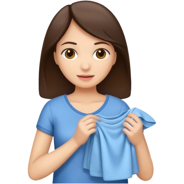 brunette woman holding laundry emoji