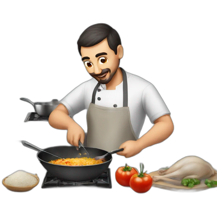 Azerbaijani man cooking an ostrich emoji