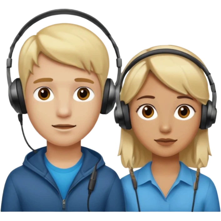 pc gamer very blonde boy and latina girl with brown hair  headsets emoji