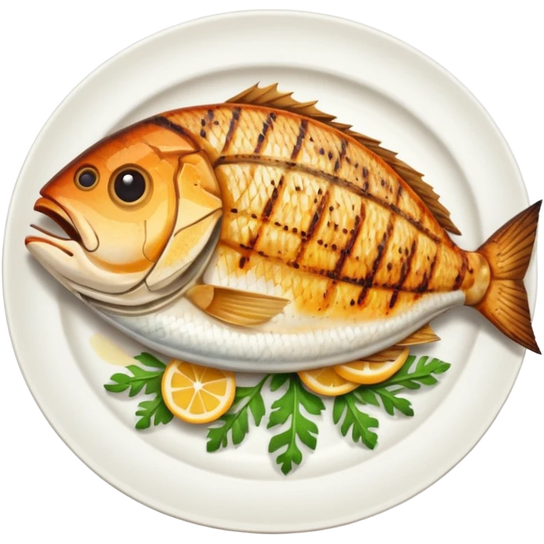 create a Whole Grilled Fish


Camera angle: slightly elevated top-down view with a gentle bird’s-eye perspective (about 15–20°), identical perspective and scaled do not add anything  on plate  emoji