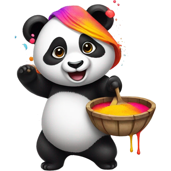 Panda playing holi emoji