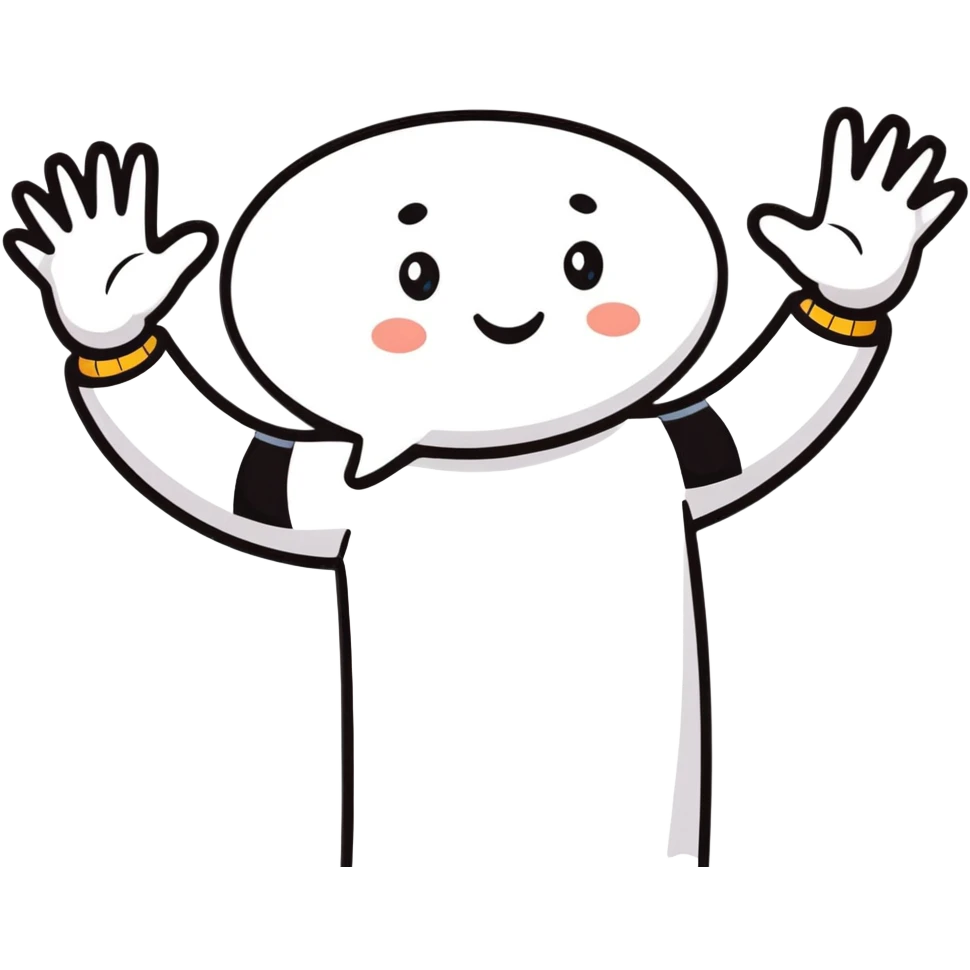 cartoon character asking for more with speech bubble emoji