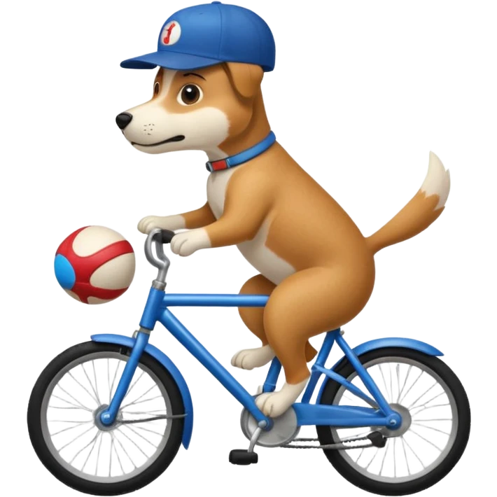 Dog waering cap on bike emoji