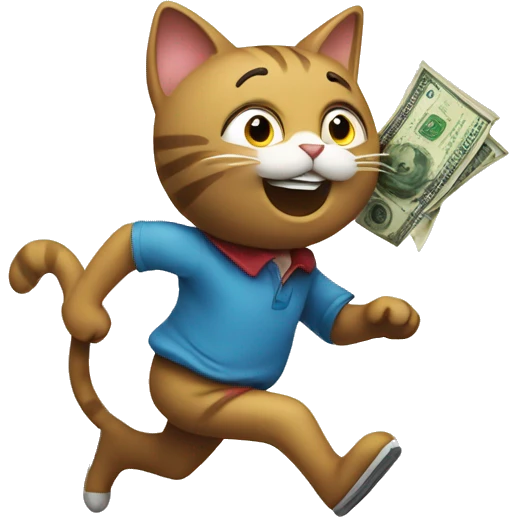 cat running away with money bag emoji