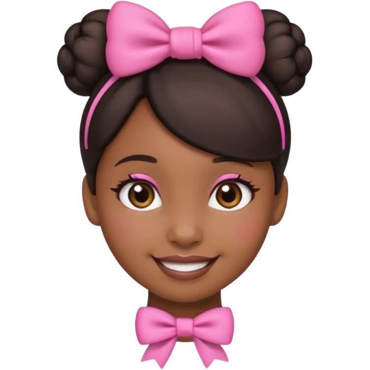 Make a black girl emoji with a bun and a pink bow emoji