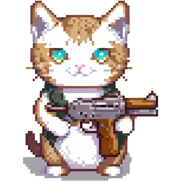 a cat with a gun emoji