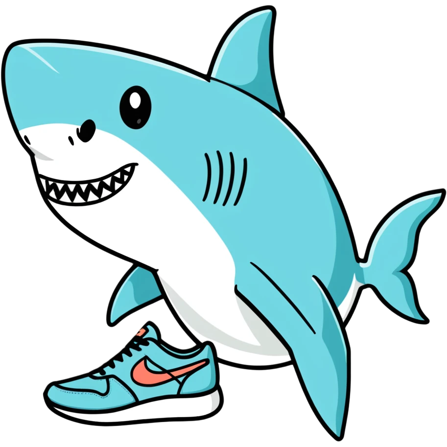 Shark with a nikes blue emoji