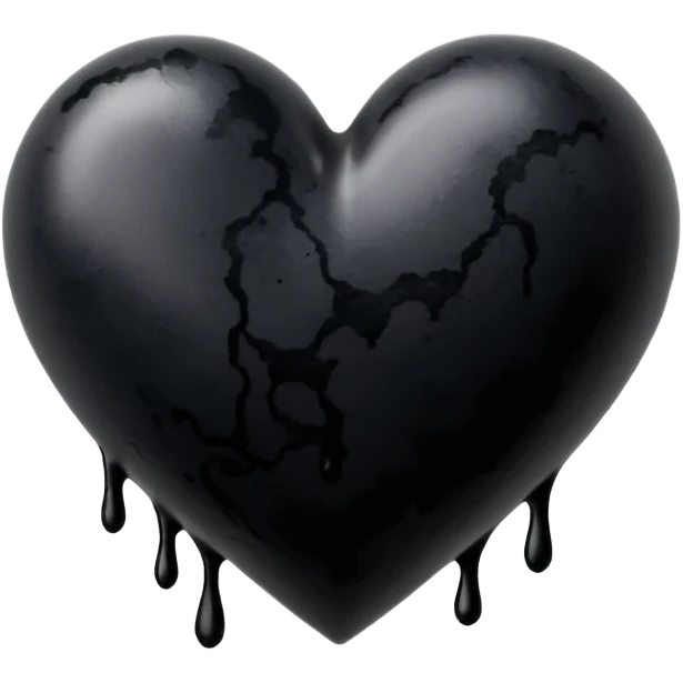 black ink blob heart emoji with ink streaks, isolated on white background, grunge emoji