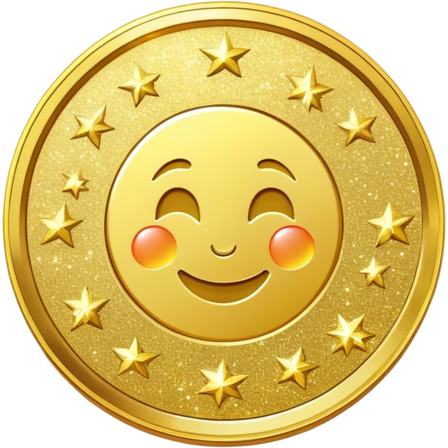 gold coin combined with sparkling glitter, shiny and festive emoji