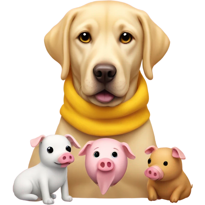 Yellow Labrador with pigs in blankets toy emoji