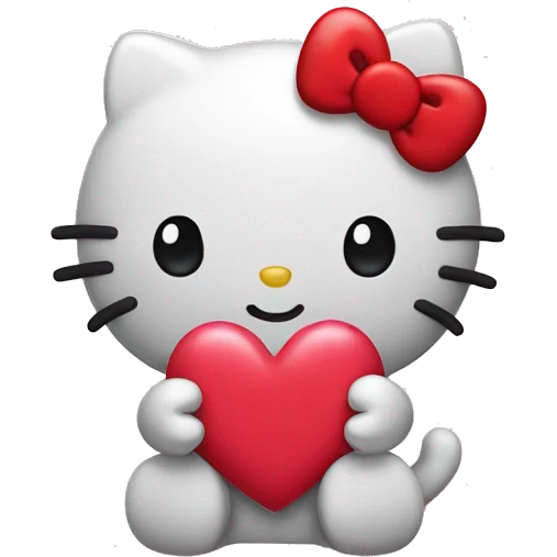 hello kitty with a heart hand  emoji