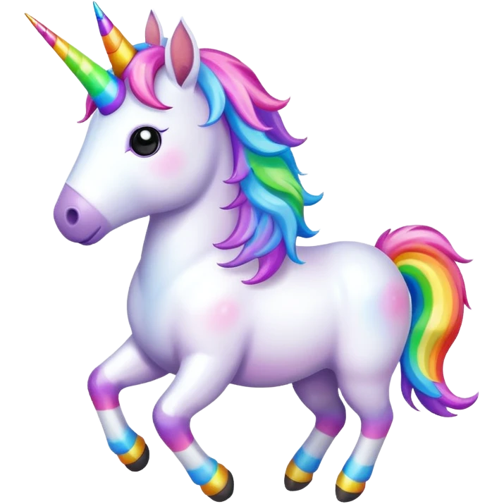 Gökkuşağının üstünde yürüyen unicorn emoji