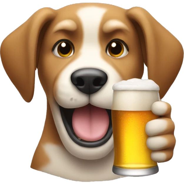 A dog holding a beer emoji