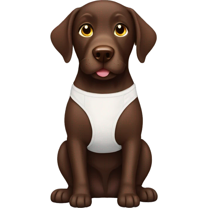 Chocolate lab wearing a diaper emoji