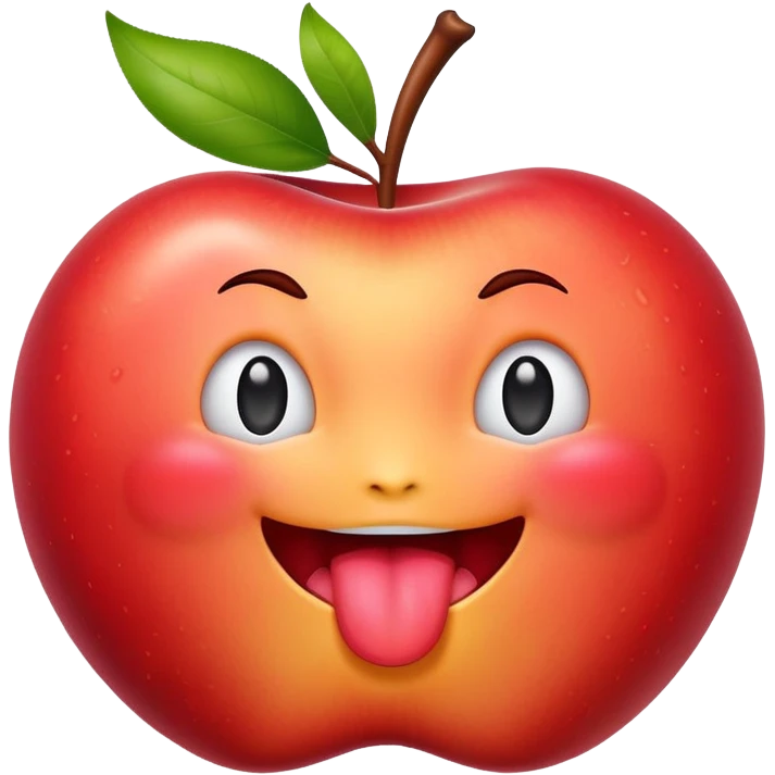 Original apple peach emoji with tongue licking it  emoji