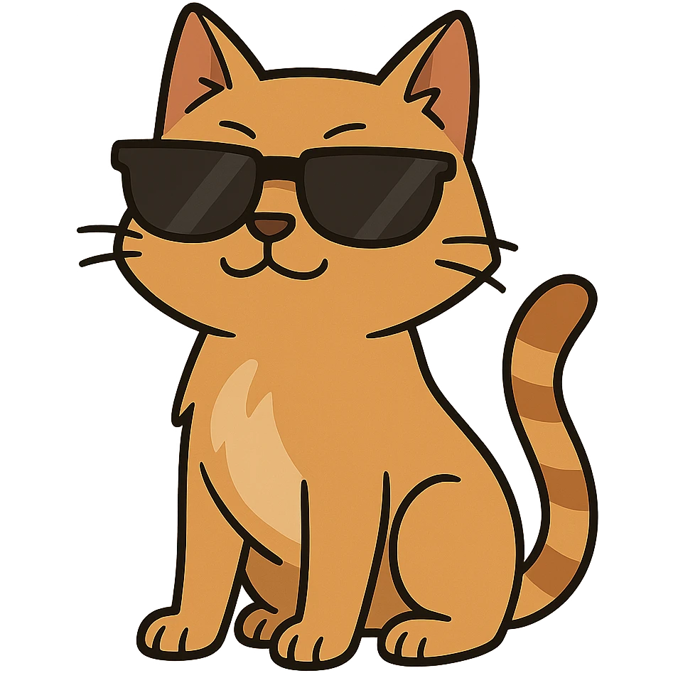 flat toon style cat with sunglasses emoji