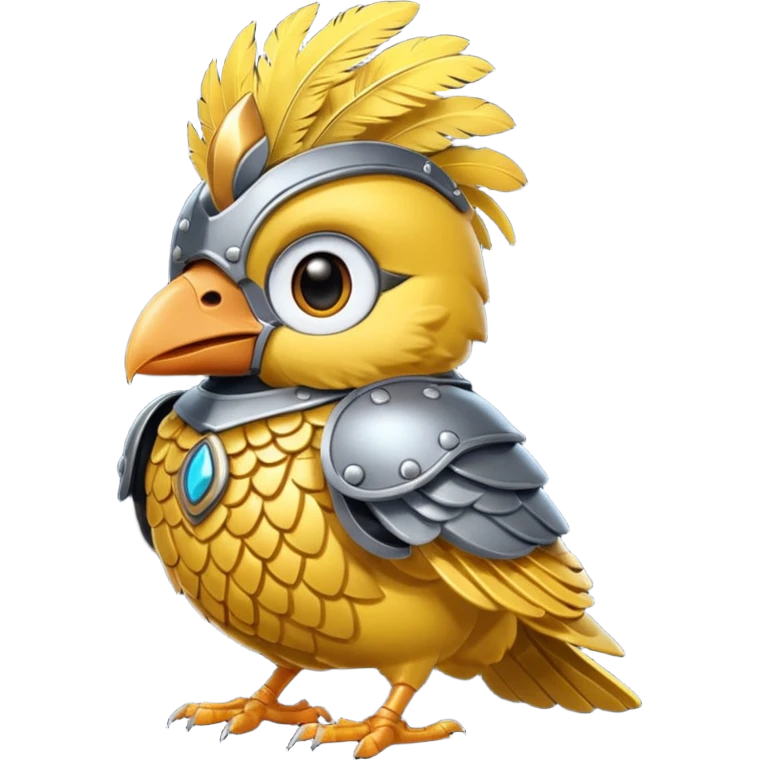 cute toon bird with head armor emoji