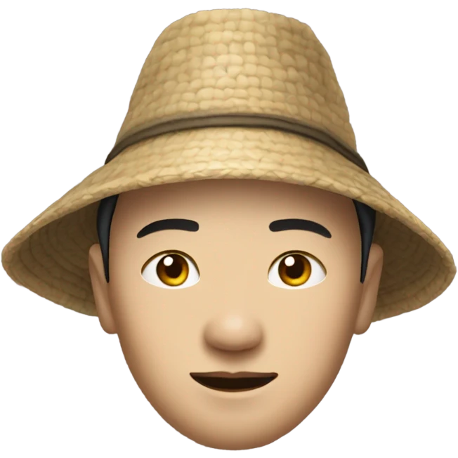 photorealistic Chinese peasant in sedge hat emoji