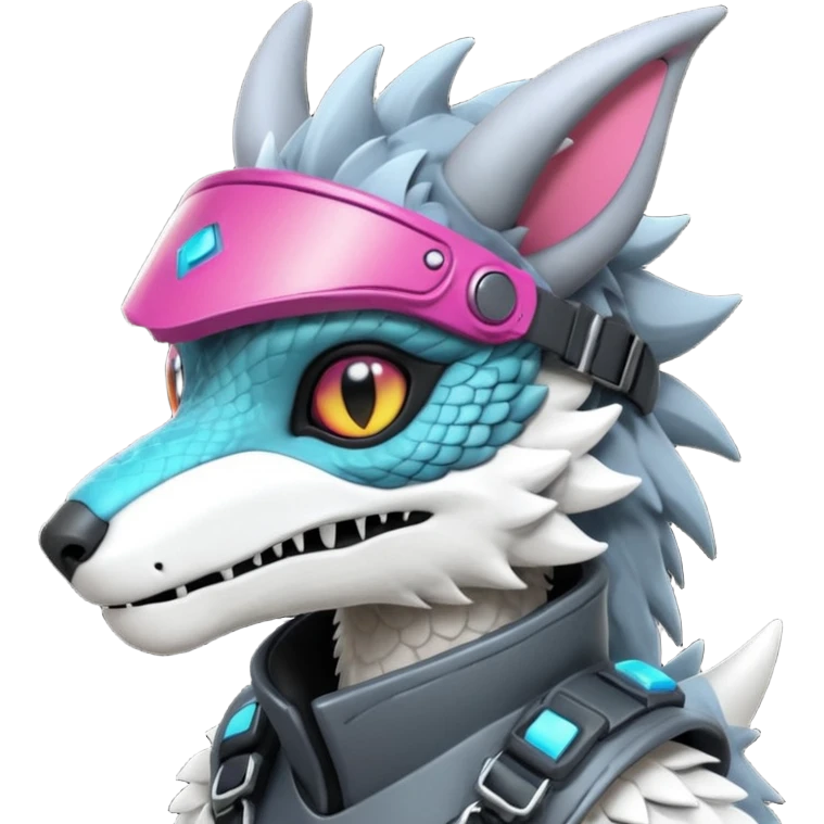 Cool gothic cute badass Scaley cyber-Vernid-Protogen-Dutch-Angel-Dragon-Sergal-Trico-Fursuit-furry-fursona emoji