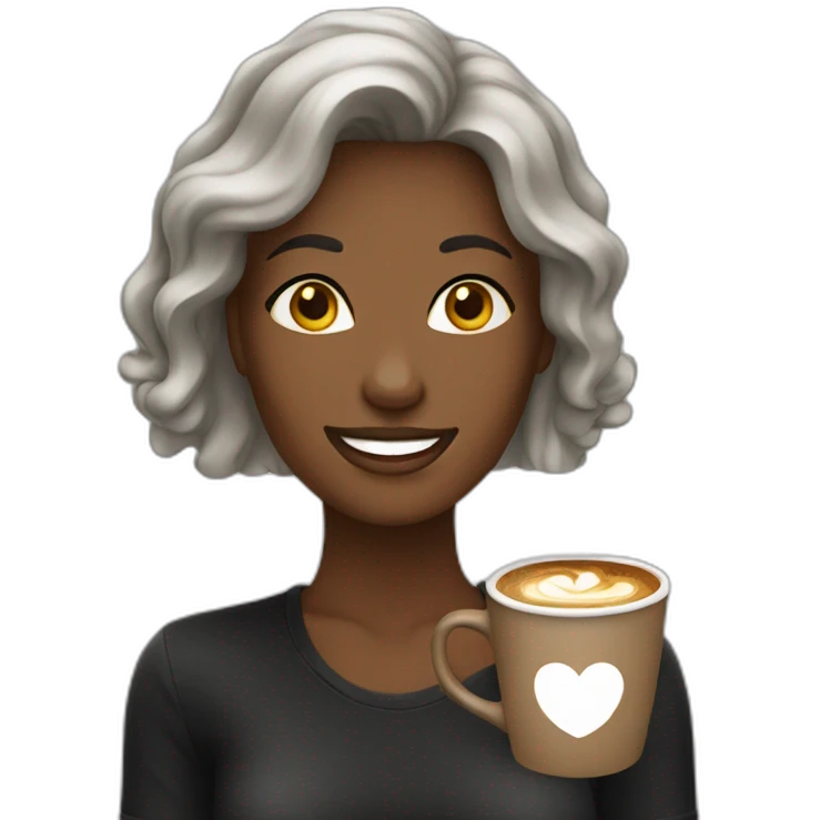 living happy female coffee cup black emoji