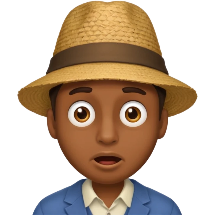homme créole réunionnais  étonné  avec chapeau emoji