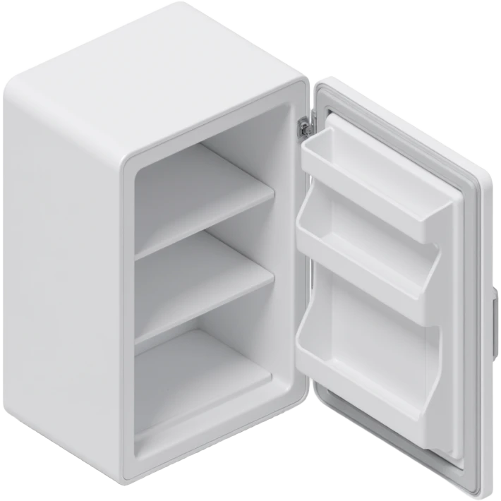 fridge with open door and empty shelfs emoji